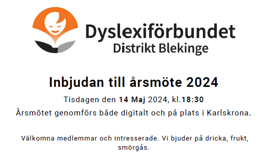 Bild med Distrikt Blekinges logotyp och texten injudan till årsmöte