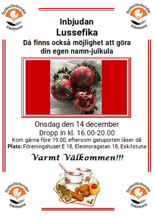 14 december - Lussefika och vi gör våra egna namn-julkulor