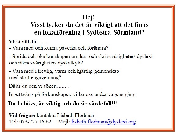 Upprop - Visst vill du att lokalföreningen Sydöstra Sörmland ska finnas kvar?